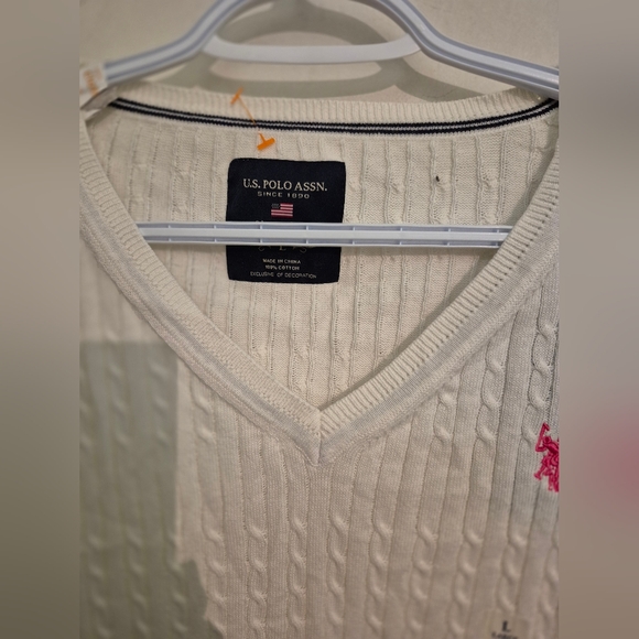 V Neck Cable Sweater Sz.L  NWT Ivory - Picture 3 of 7
